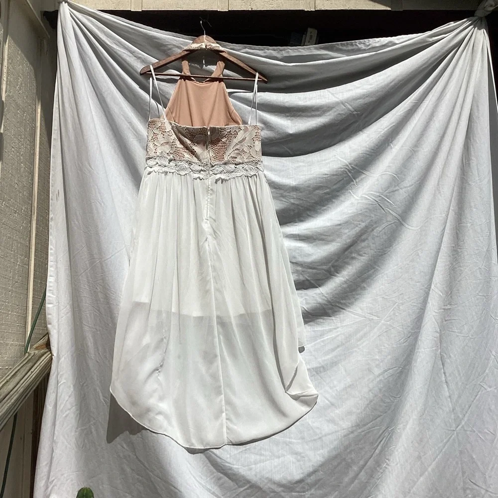 Jodi Kristopher tan and off white lace formal dress, size 15 - Picture 10 of 10